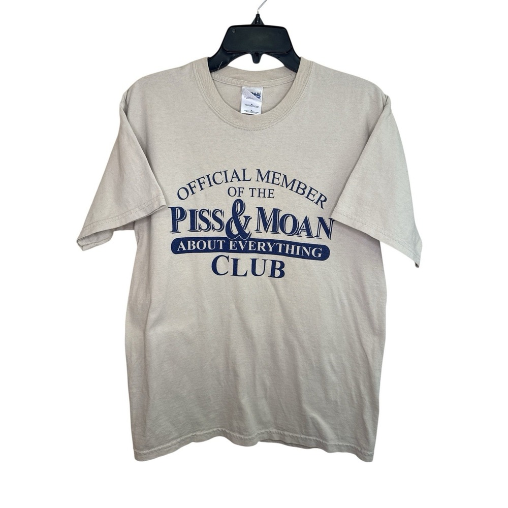 Gildan Ultra Cotton Heavyweight Graphic T-Shirt Tan Funny Slogan Men's M